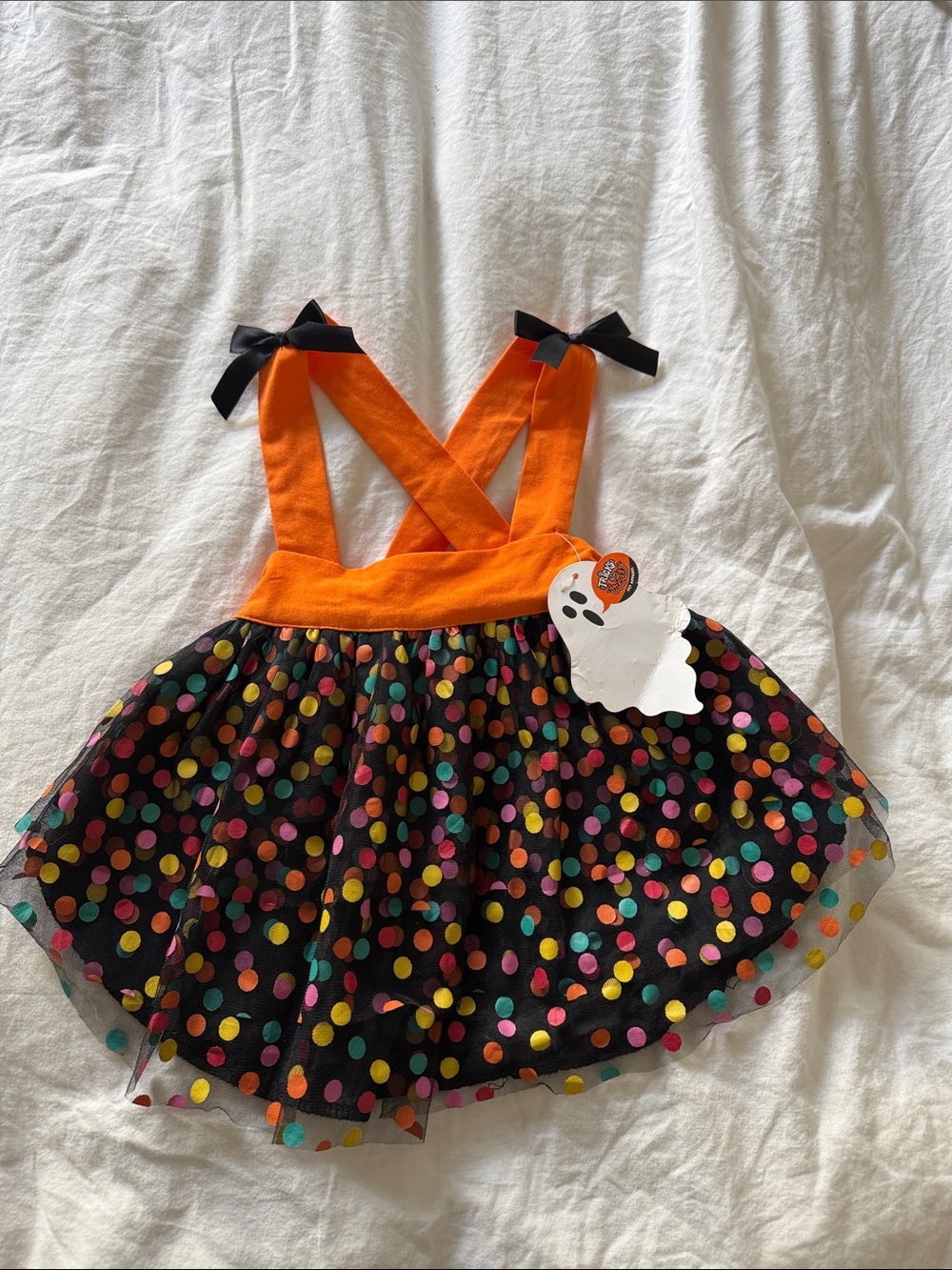 Dogs Halloween Polka Dot Tutu Costume Dress - Orange & Black